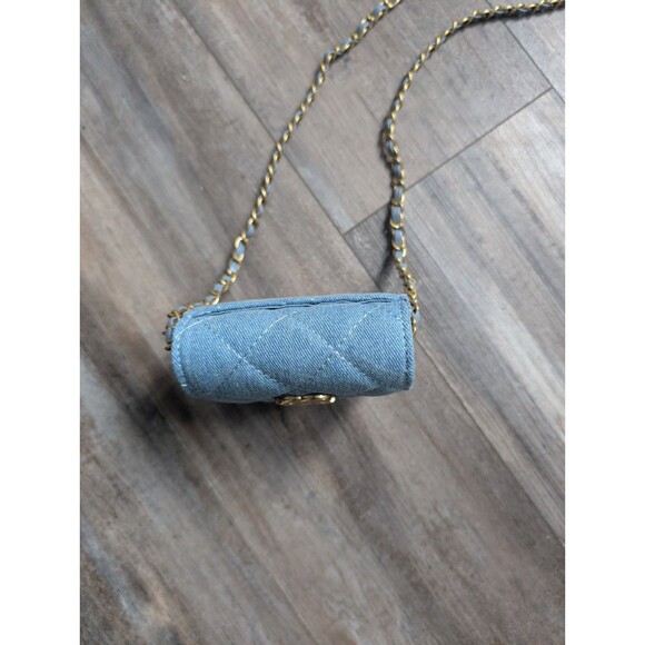 Chanel Makeup GWP Blue Quilted Denim Mini Crossbody Flap Bag Gift with Purchase - Picture 3 of 10